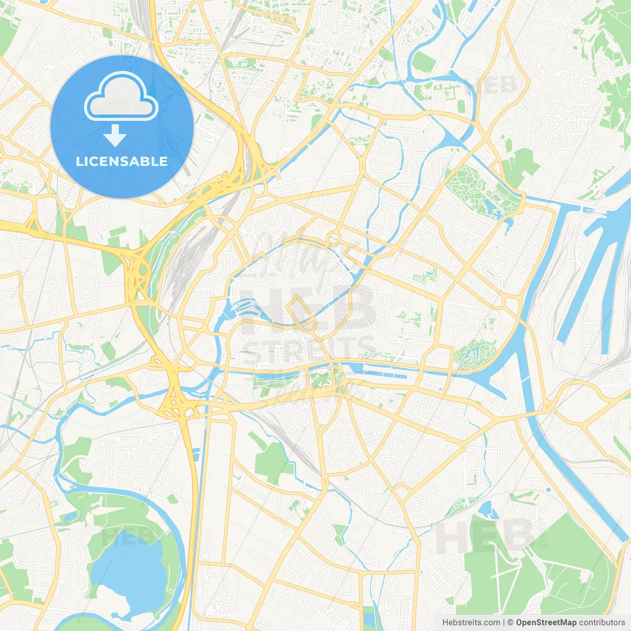 Strasbourg, France Vector Map - Classic Colors