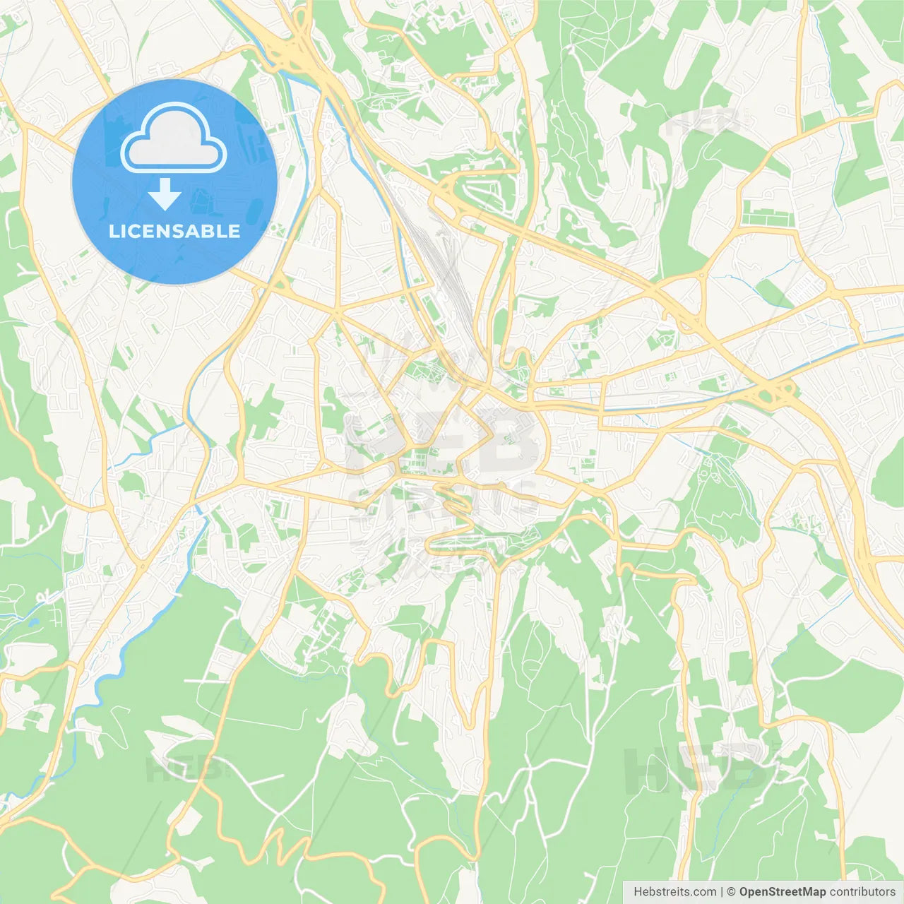 Chambery, France Vector Map - Classic Colors