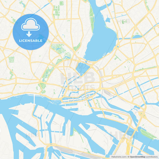 Hamburg, Germany Vector Map - Classic Colors