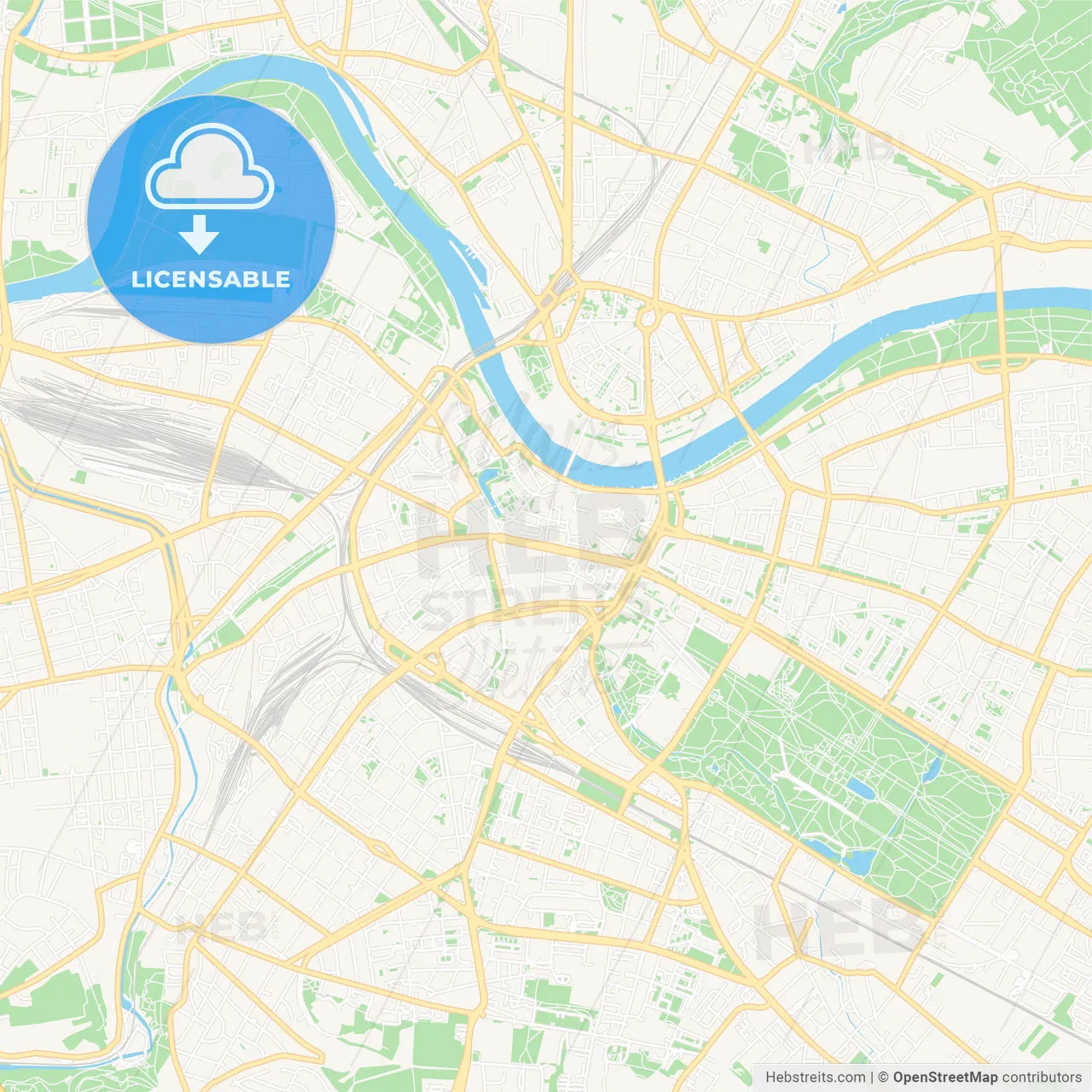 Dresden, Germany Vector Map - Classic Colors