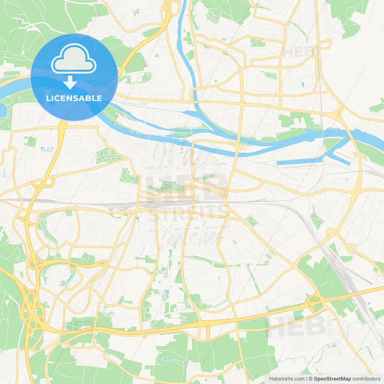 Regensburg, Germany Vector Map - Classic Colors