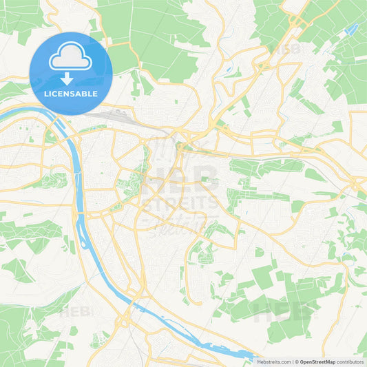 Wurzburg, Germany Vector Map - Classic Colors