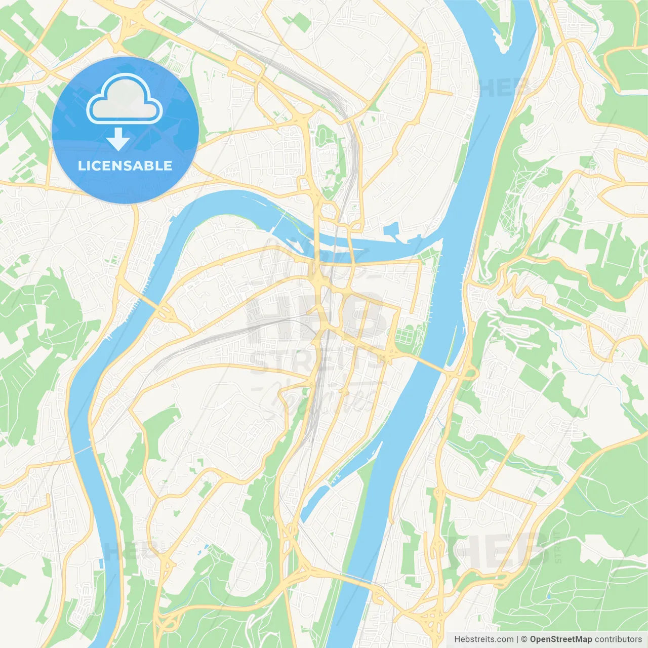 Koblenz, Germany Vector Map - Classic Colors