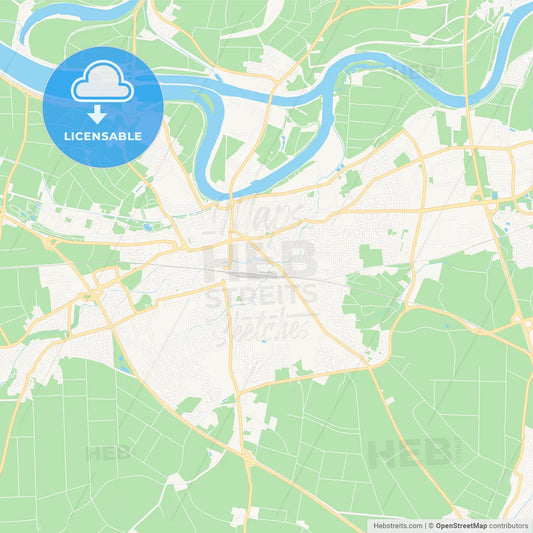 Straubing, Germany Vector Map - Classic Colors