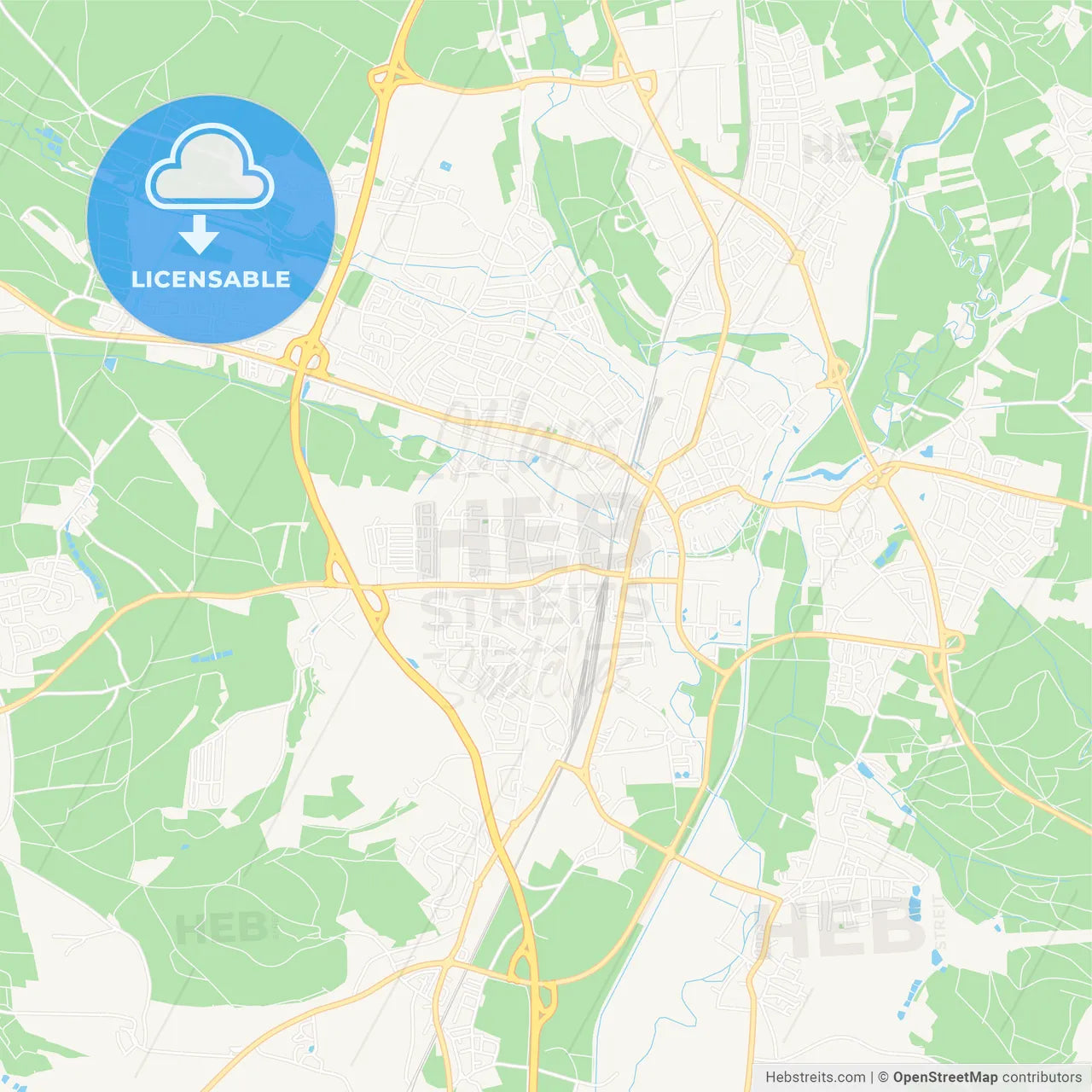 Weiden in der Oberpfalz, Germany Vector Map - Classic Colors