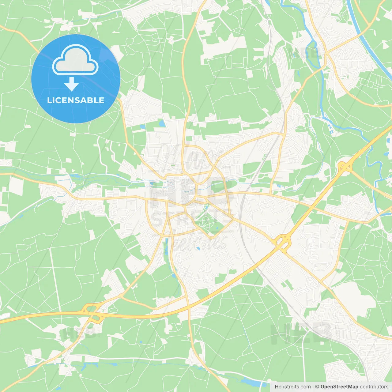 Schwabach, Germany Vector Map - Classic Colors