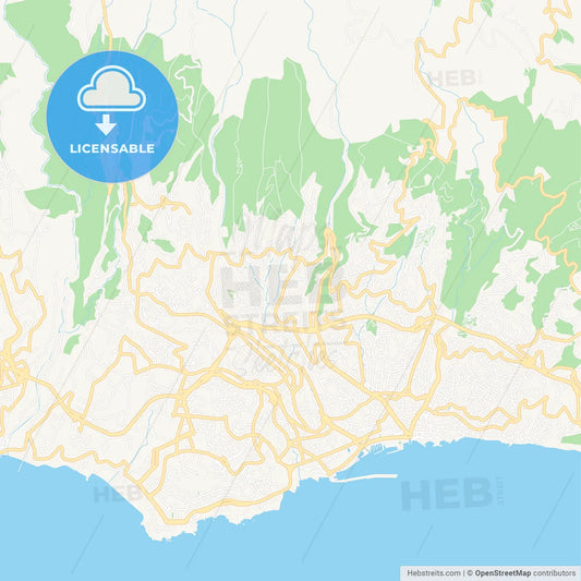 Funchal, Portugal Vector Map - Classic Colors