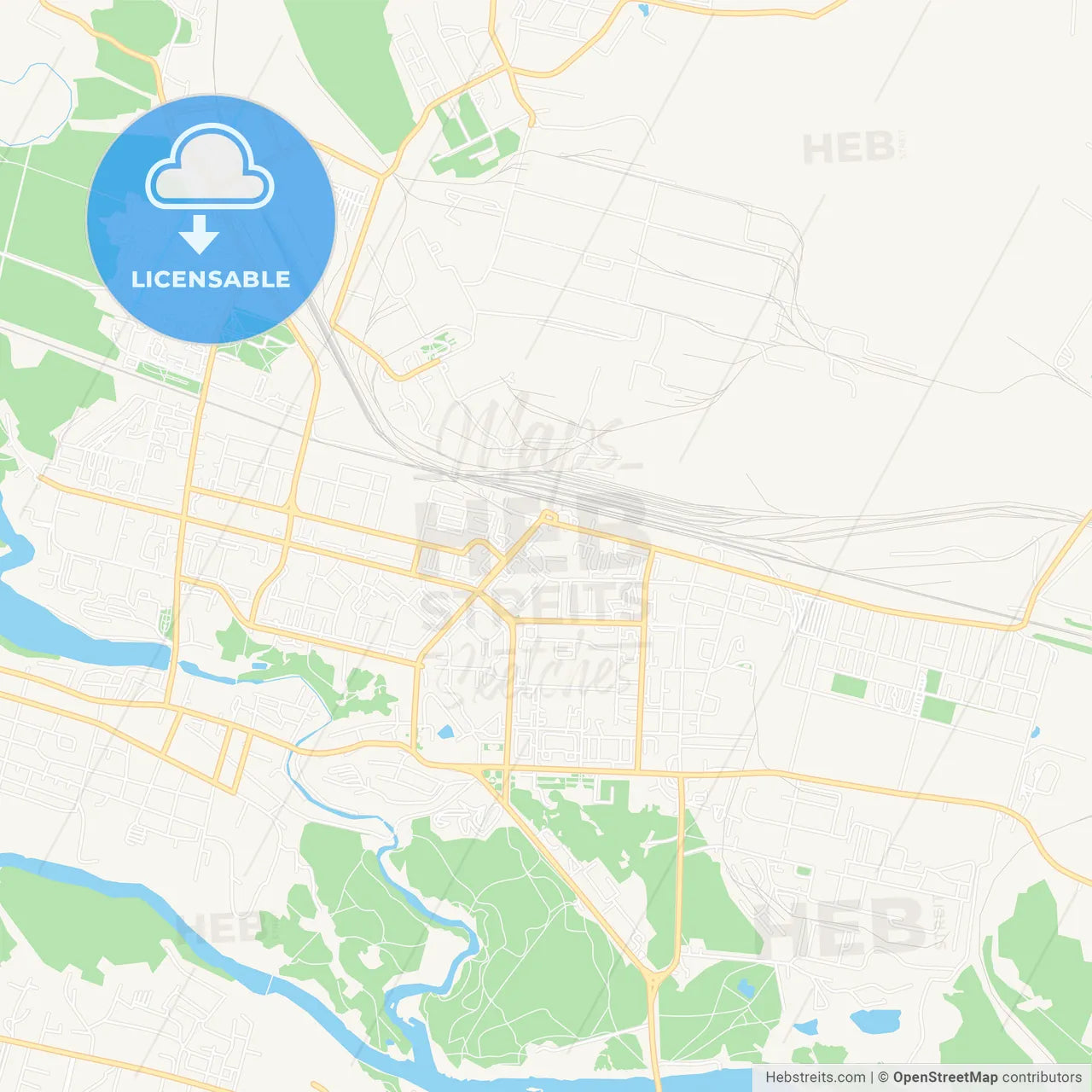 Kamensk-Uralsky, Russia Vector Map - Classic Colors