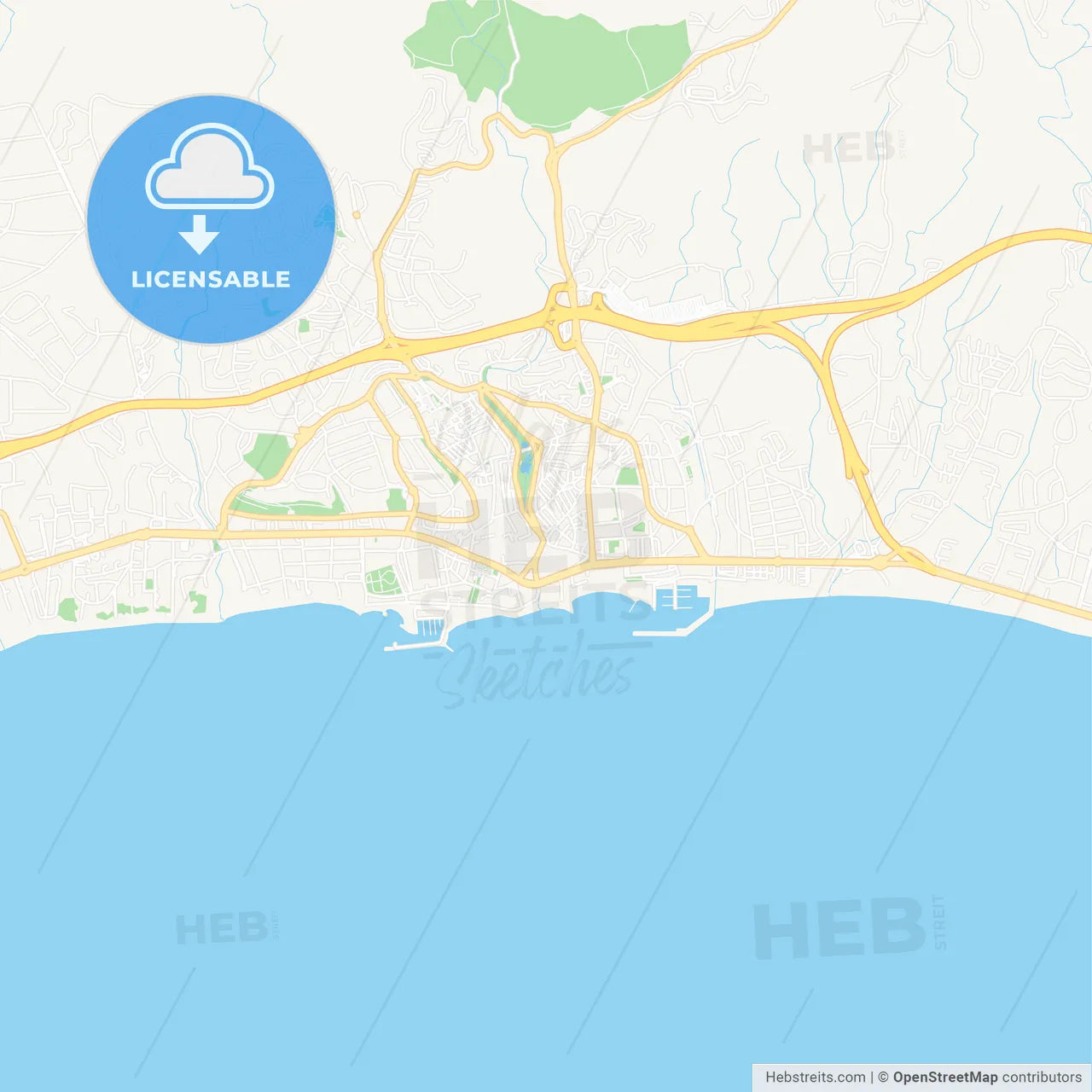 Marbella, Spain Vector Map - Classic Colors