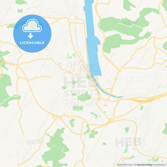 Aviles, Spain Vector Map - Classic Colors