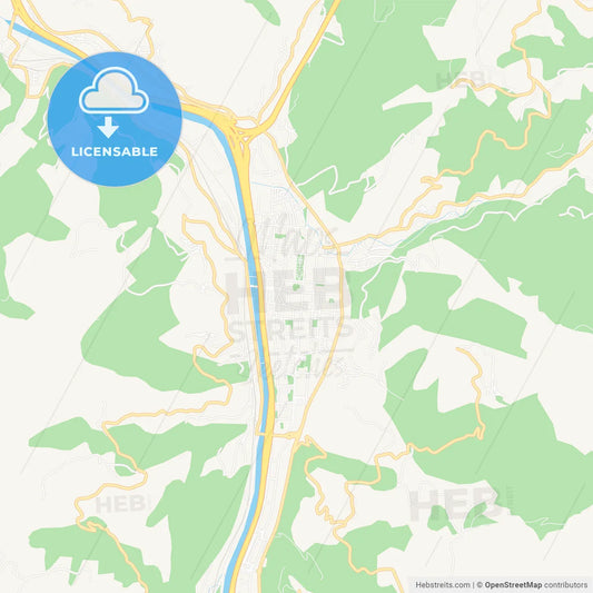 Mieres, Spain Vector Map - Classic Colors