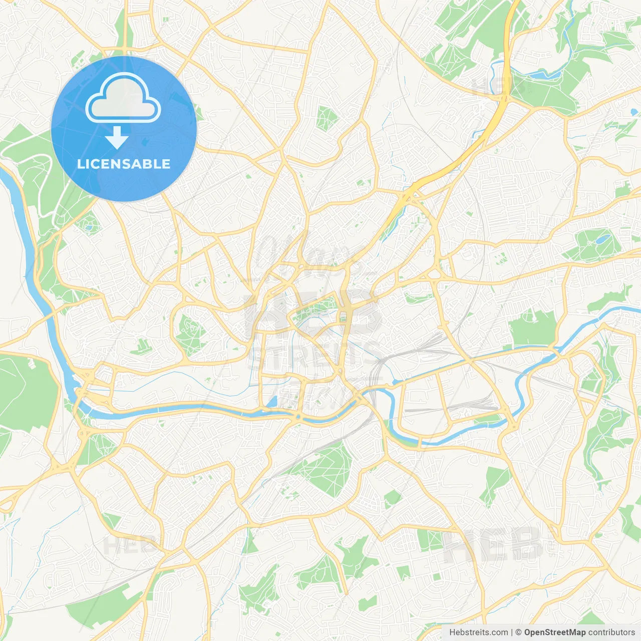 Bristol, England Vector Map - Classic Colors