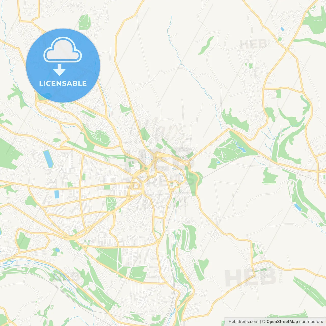 Halifax, England Vector Map - Classic Colors