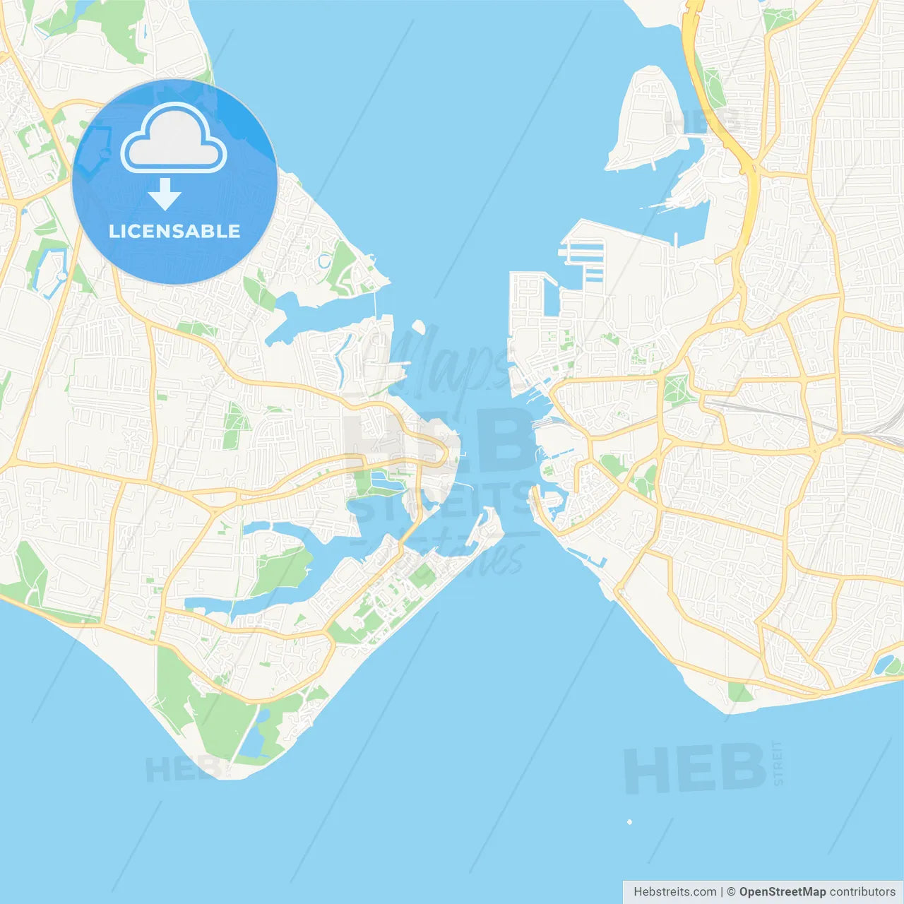 Gosport, England Vector Map - Classic Colors