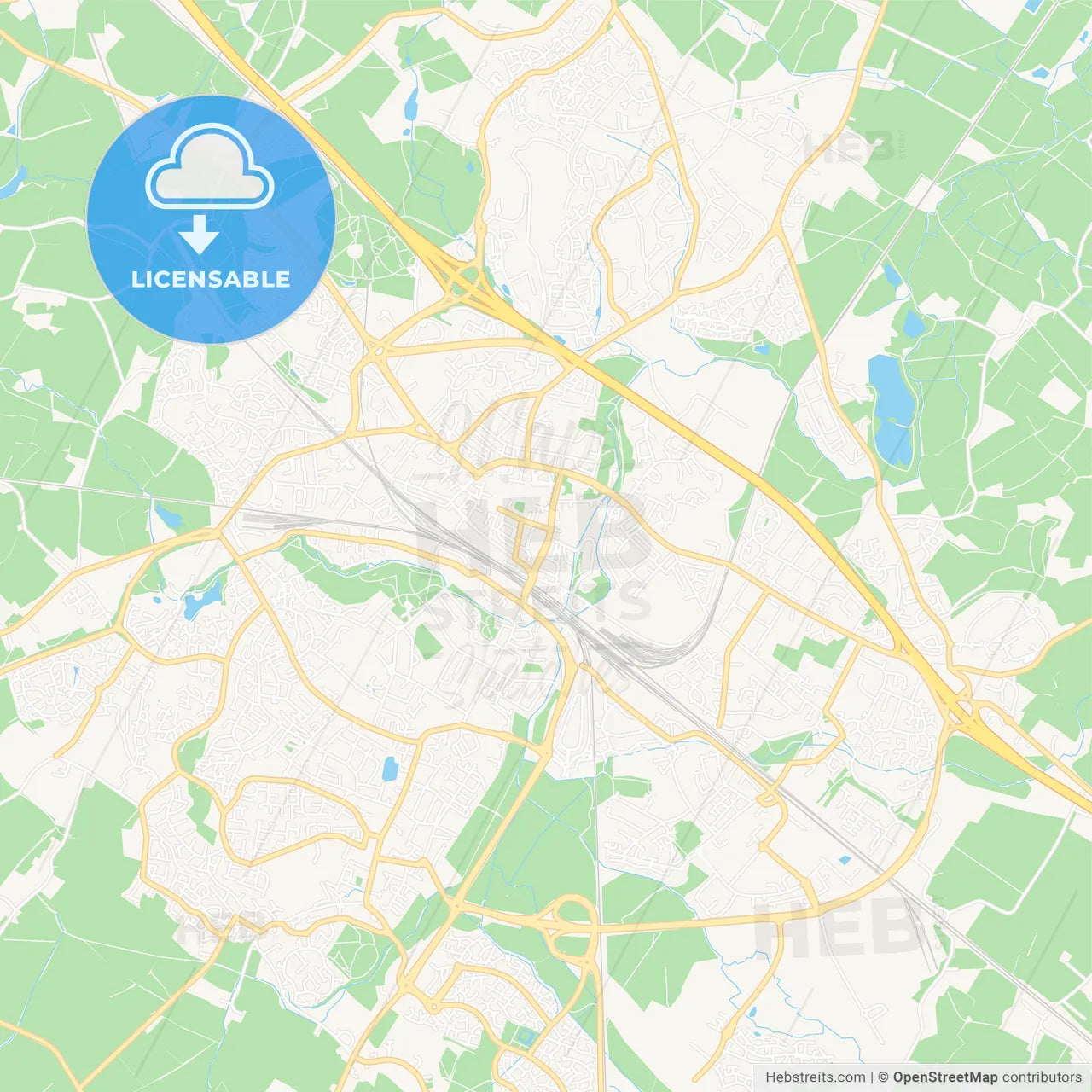 Ashford, England Vector Map - Classic Colors