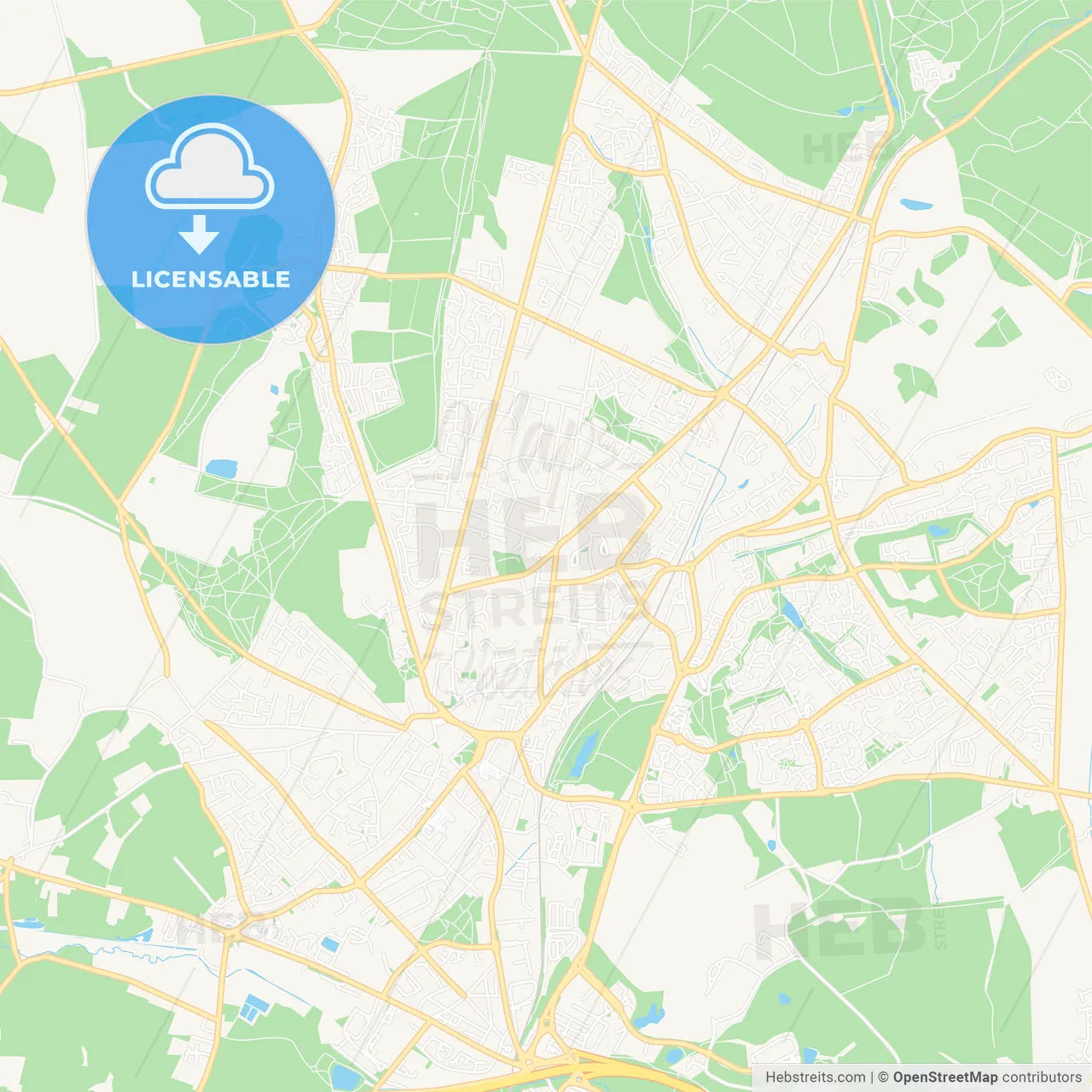 Cannock, England Vector Map - Classic Colors