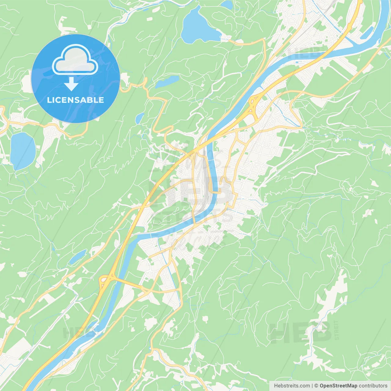 Kufstein, Austria Vector Map - Classic Colors