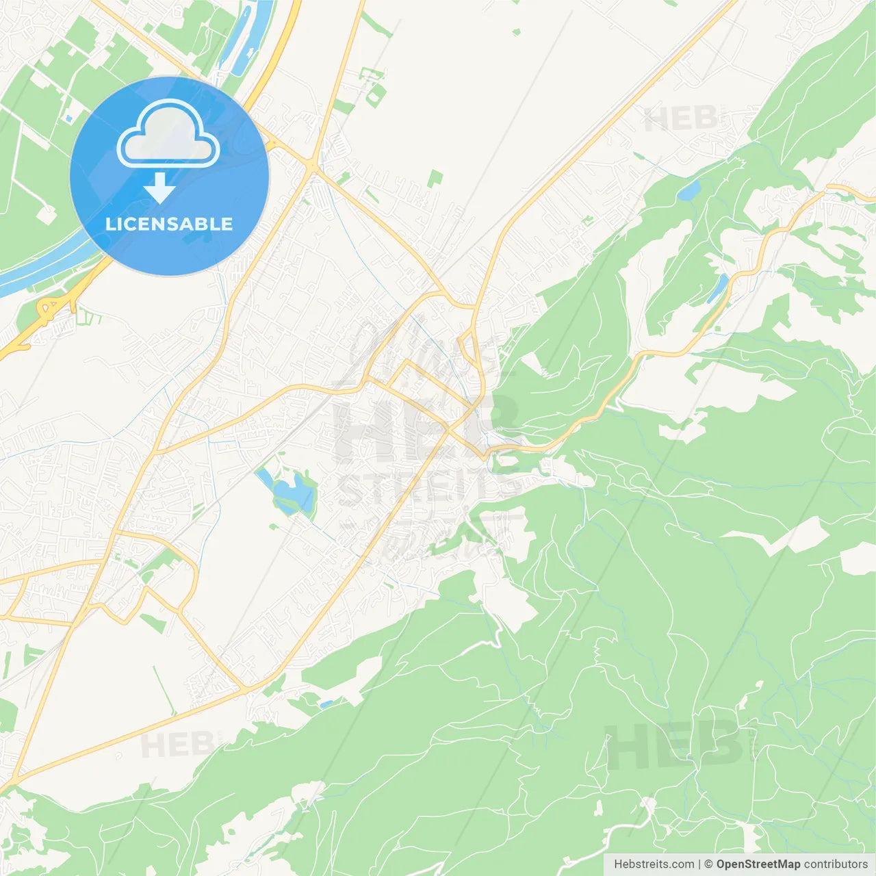 Hohenems, Austria Vector Map - Classic Colors