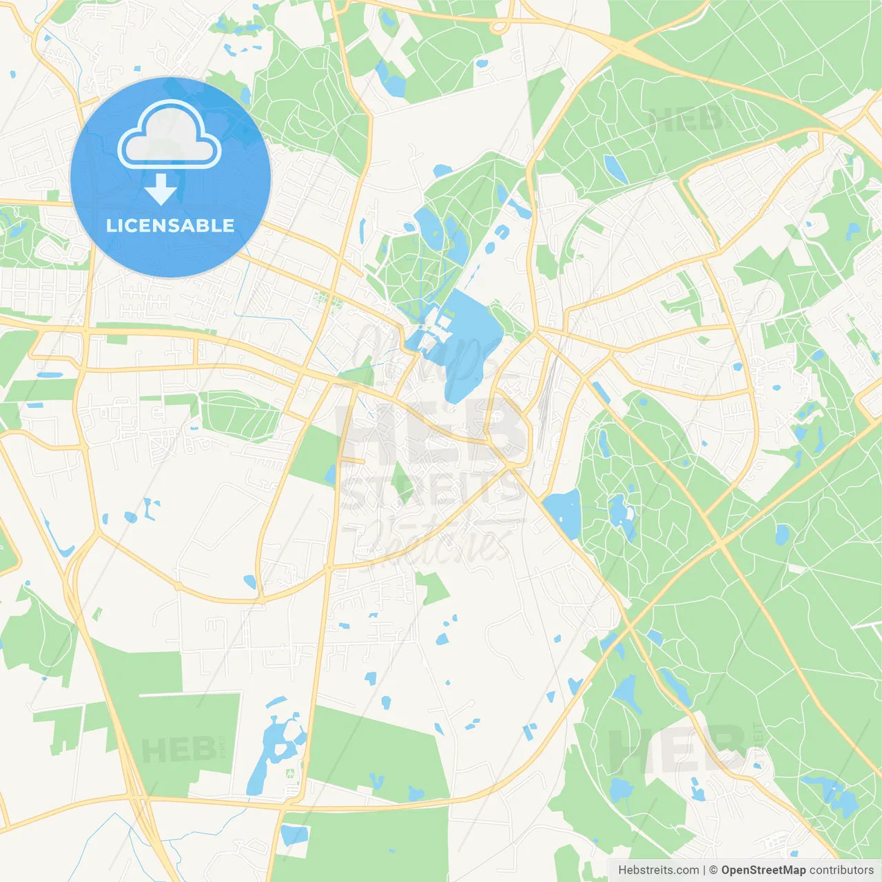 Hillerod, Denmark Vector Map - Classic Colors