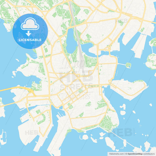 Helsinki, Finland Vector Map - Classic Colors