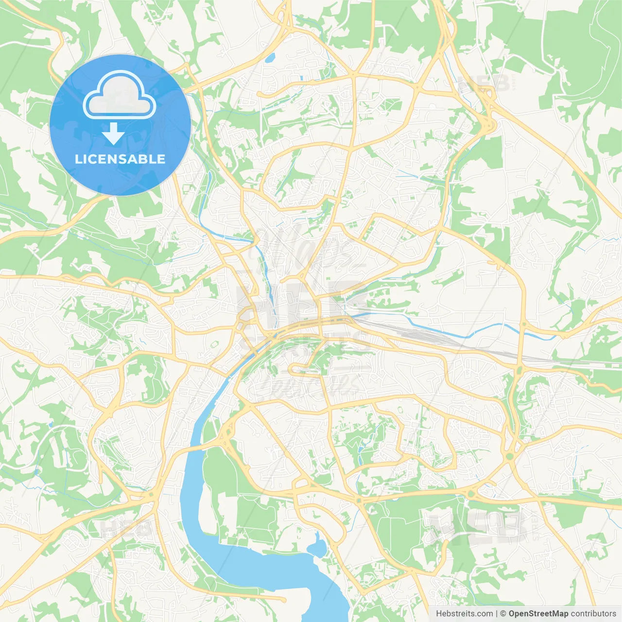 Quimper, France Vector Map - Classic Colors