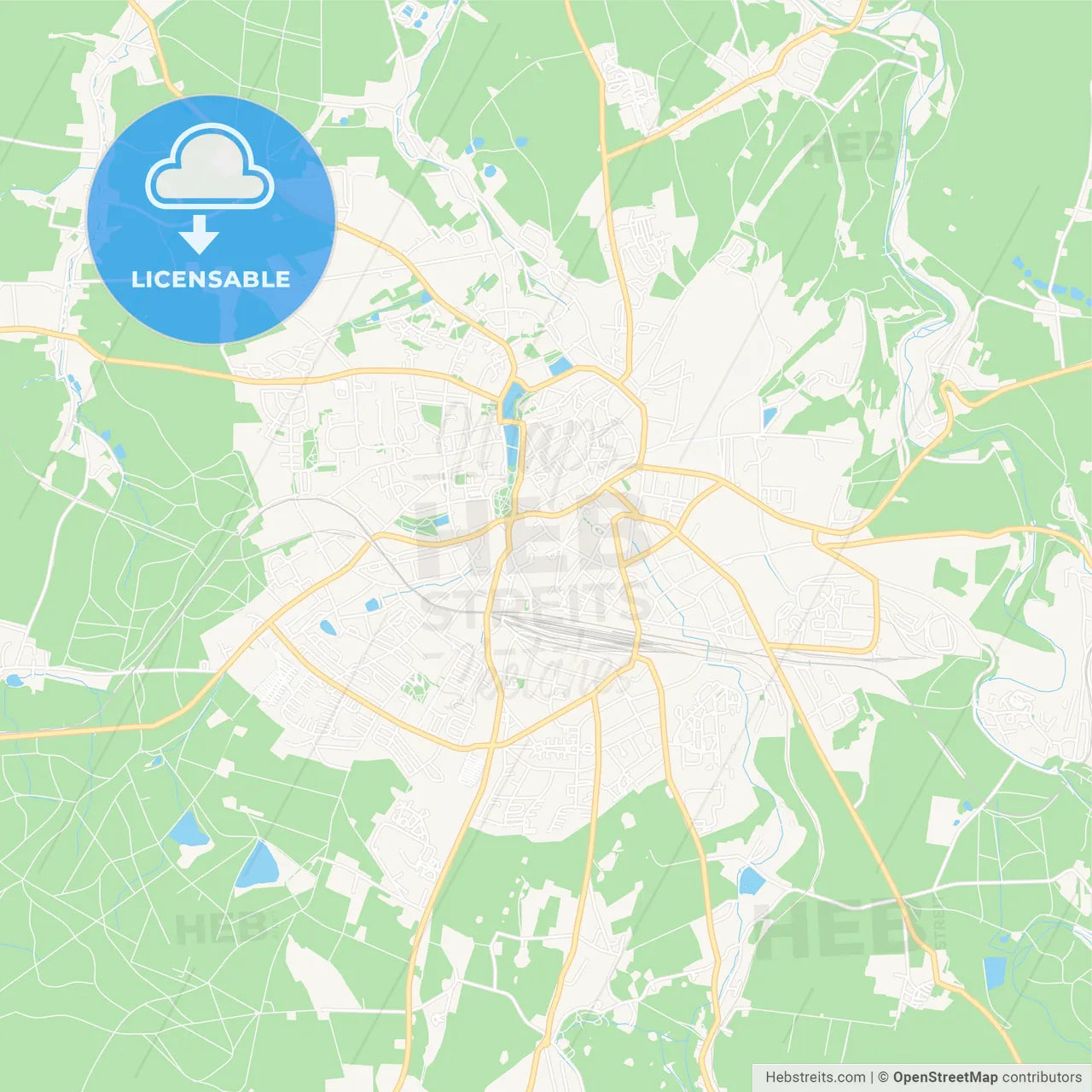 Freiberg, Germany Vector Map - Classic Colors