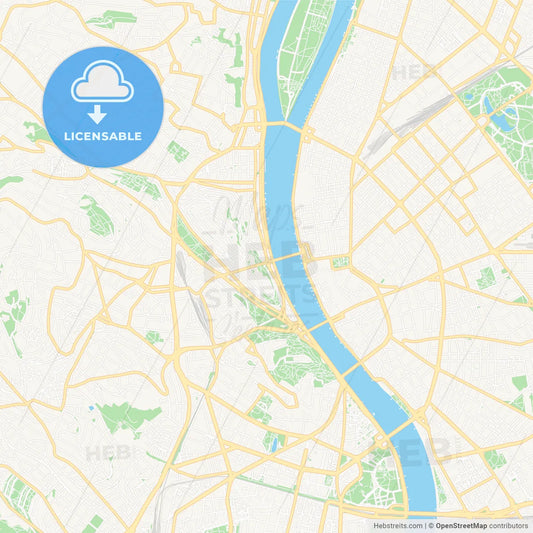 Budapest, Hungary Vector Map - Classic Colors