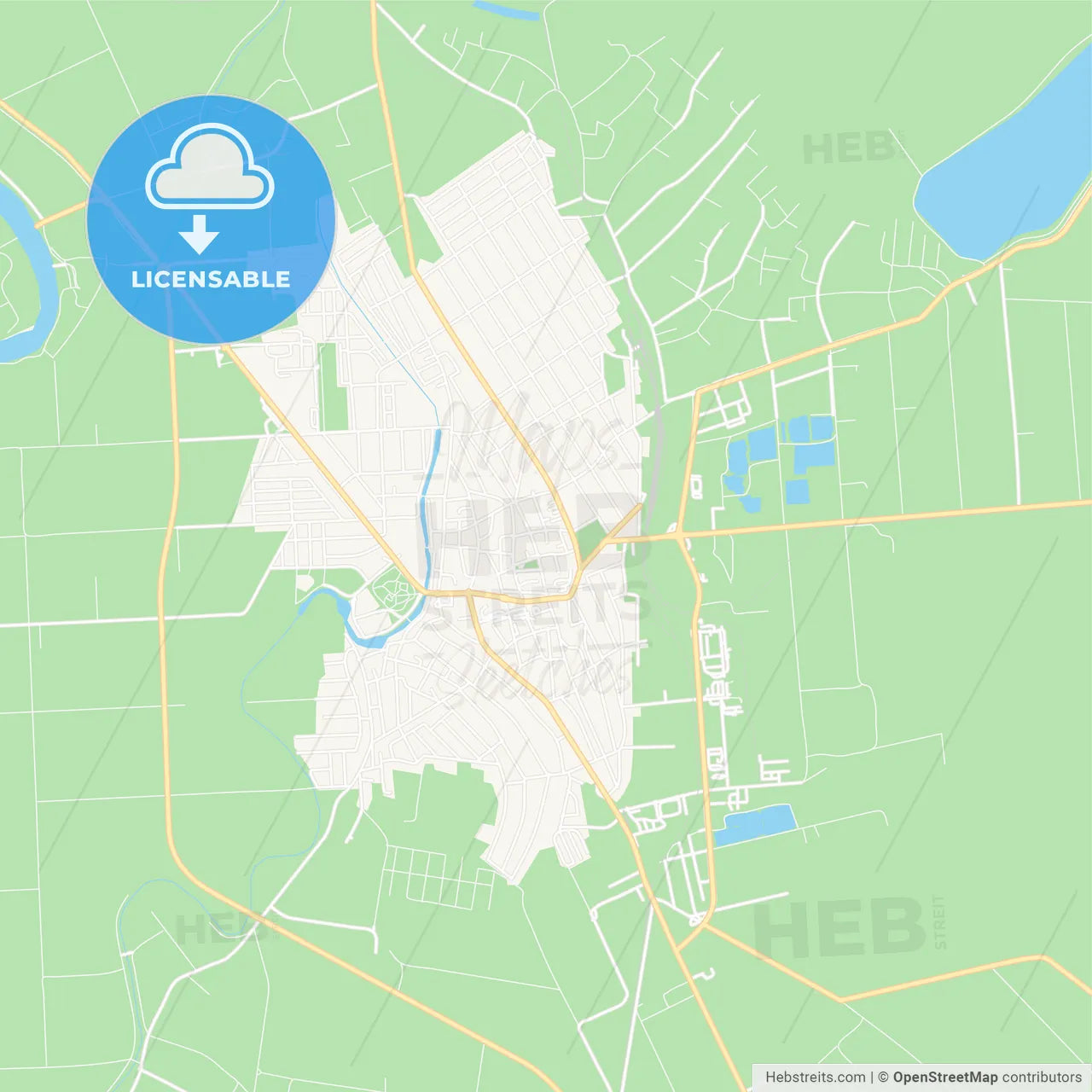 Szentes, Hungary Vector Map - Classic Colors