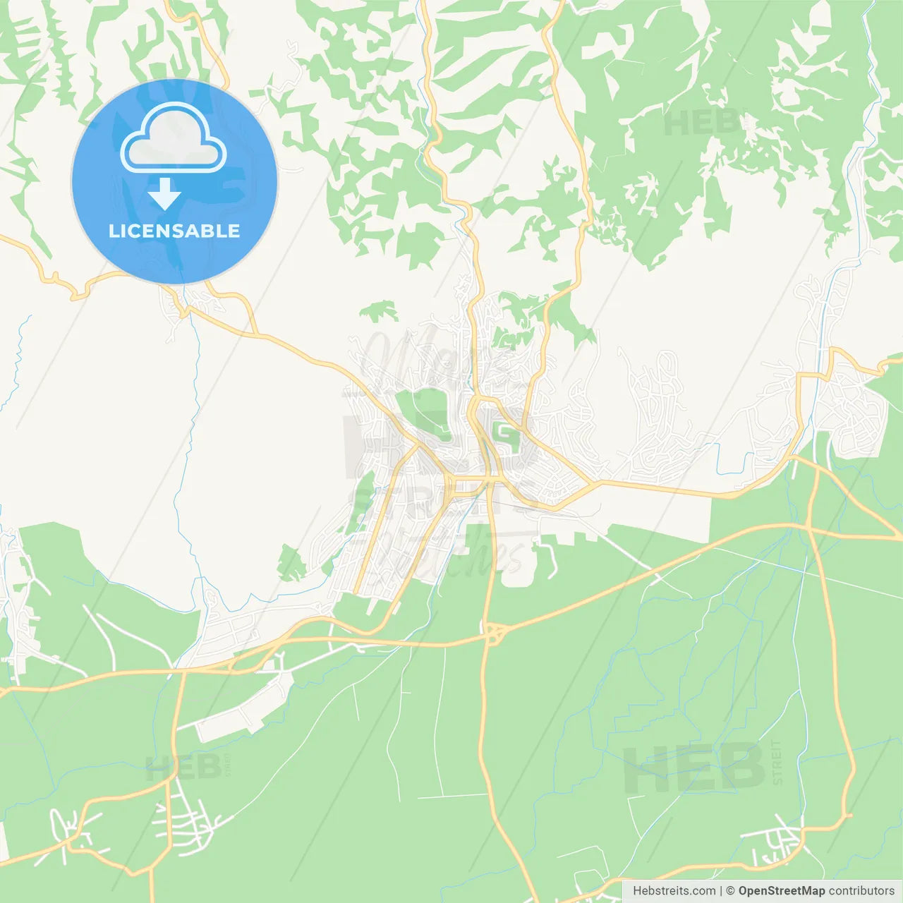 Kocani, Macedonia Vector Map - Classic Colors