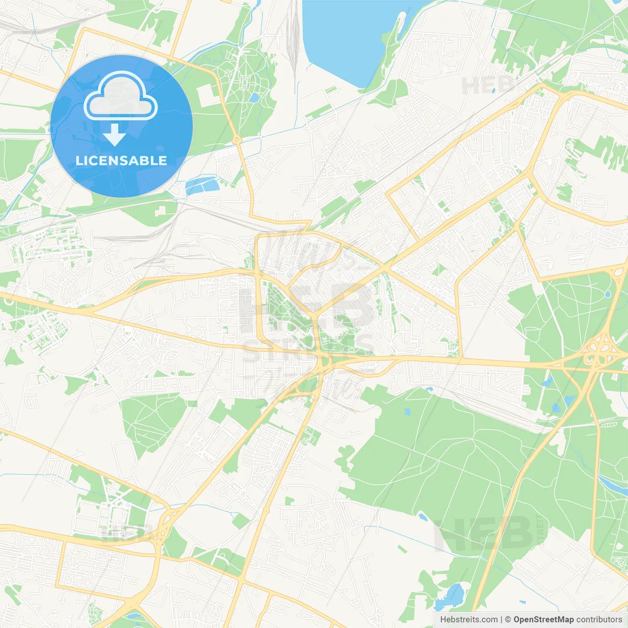 Dabrowa Gornicza, Poland Vector Map - Classic Colors