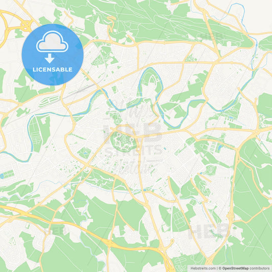 Pamplona, Spain Vector Map - Classic Colors