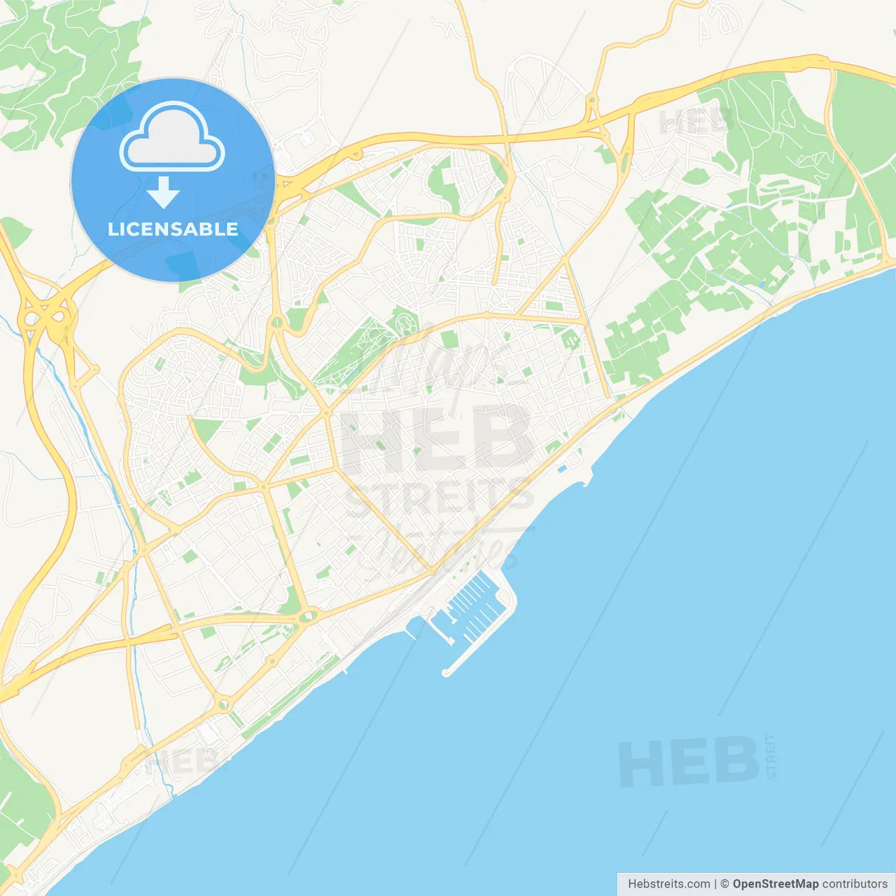 Mataro, Spain Vector Map - Classic Colors