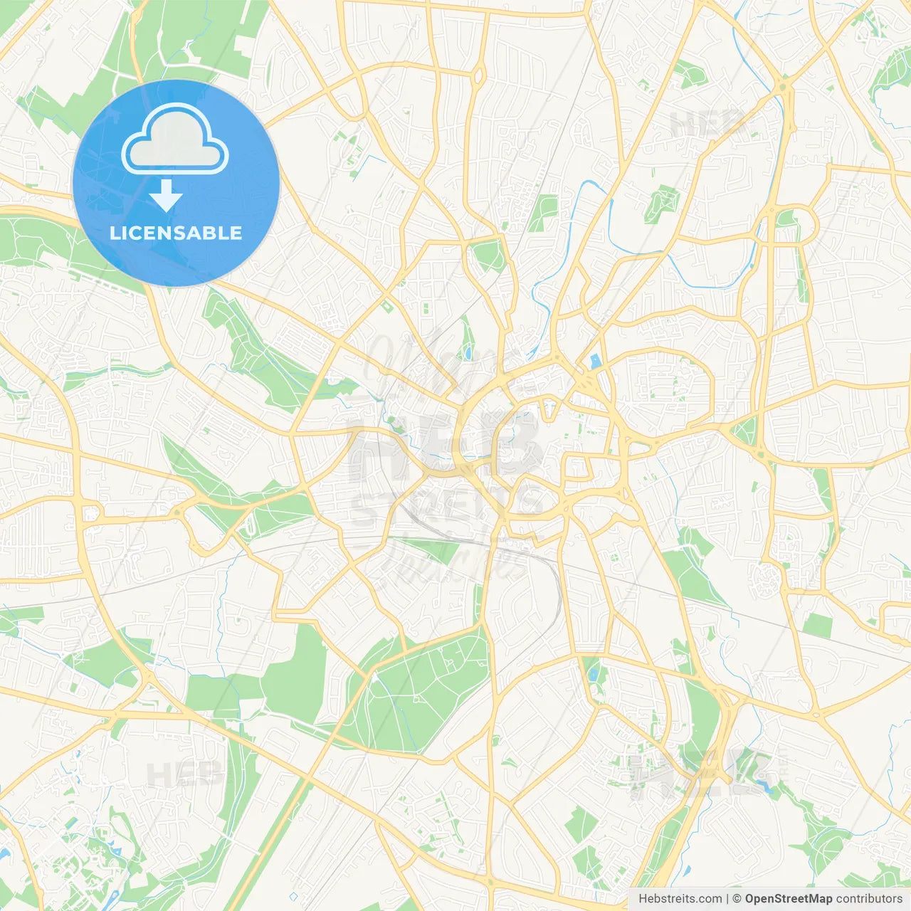 Coventry, England Vector Map - Classic Colors