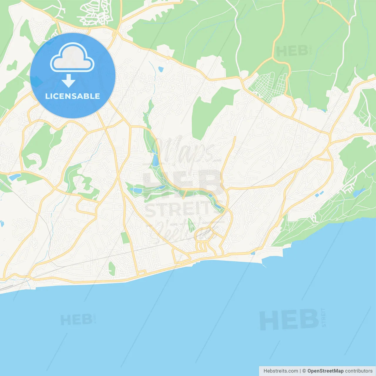 Hastings, England Vector Map - Classic Colors