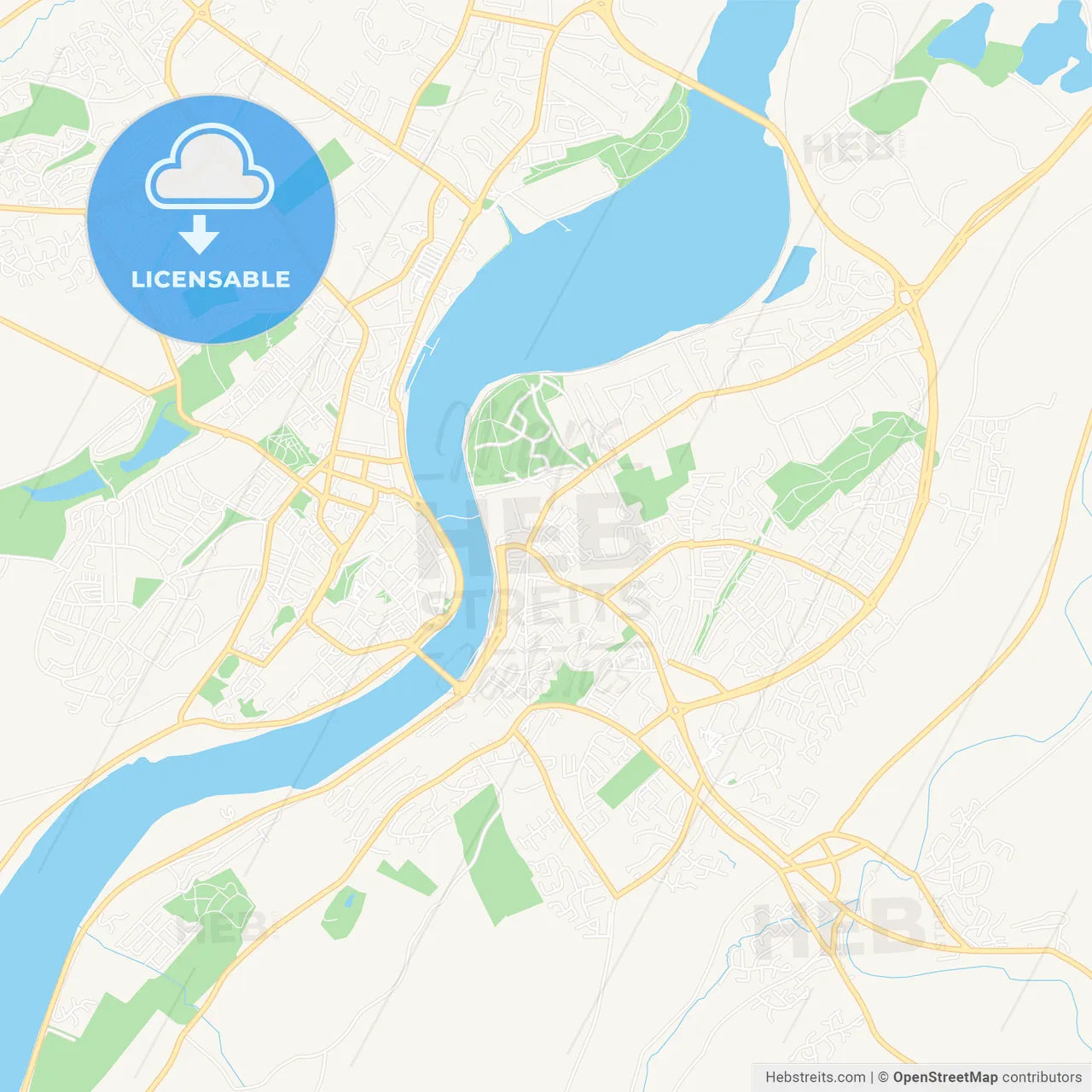 Derry, Northern Ireland Vector Map - Classic Colors