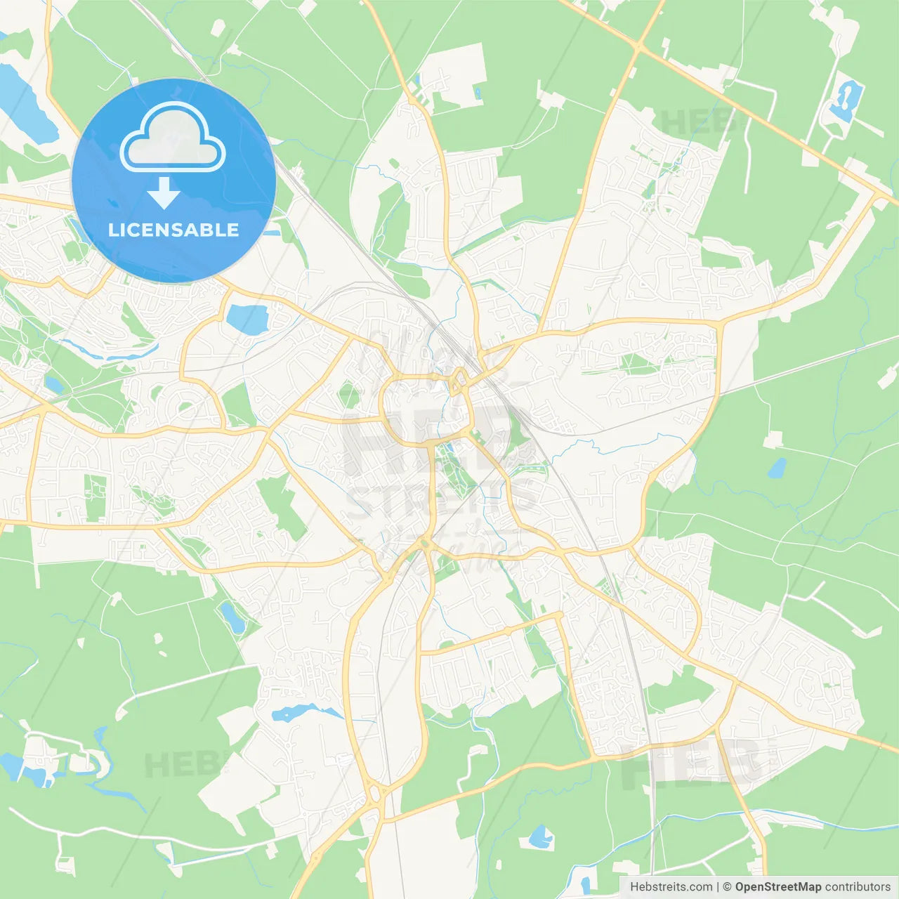 Nuneaton, England Vector Map - Classic Colors