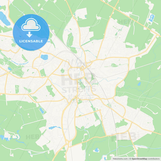 Nuneaton, England Vector Map - Classic Colors