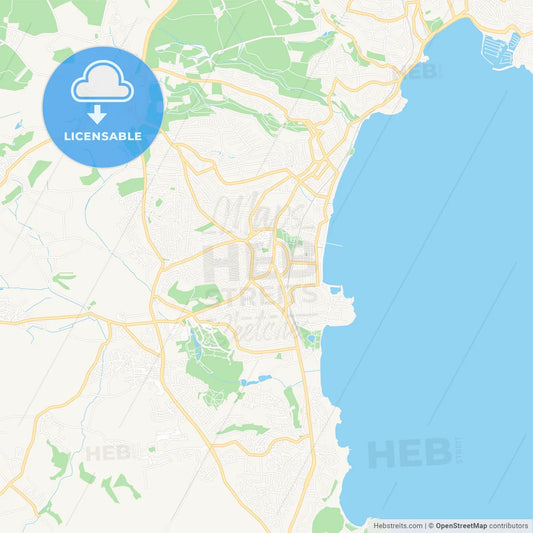 Paignton, England Vector Map - Classic Colors