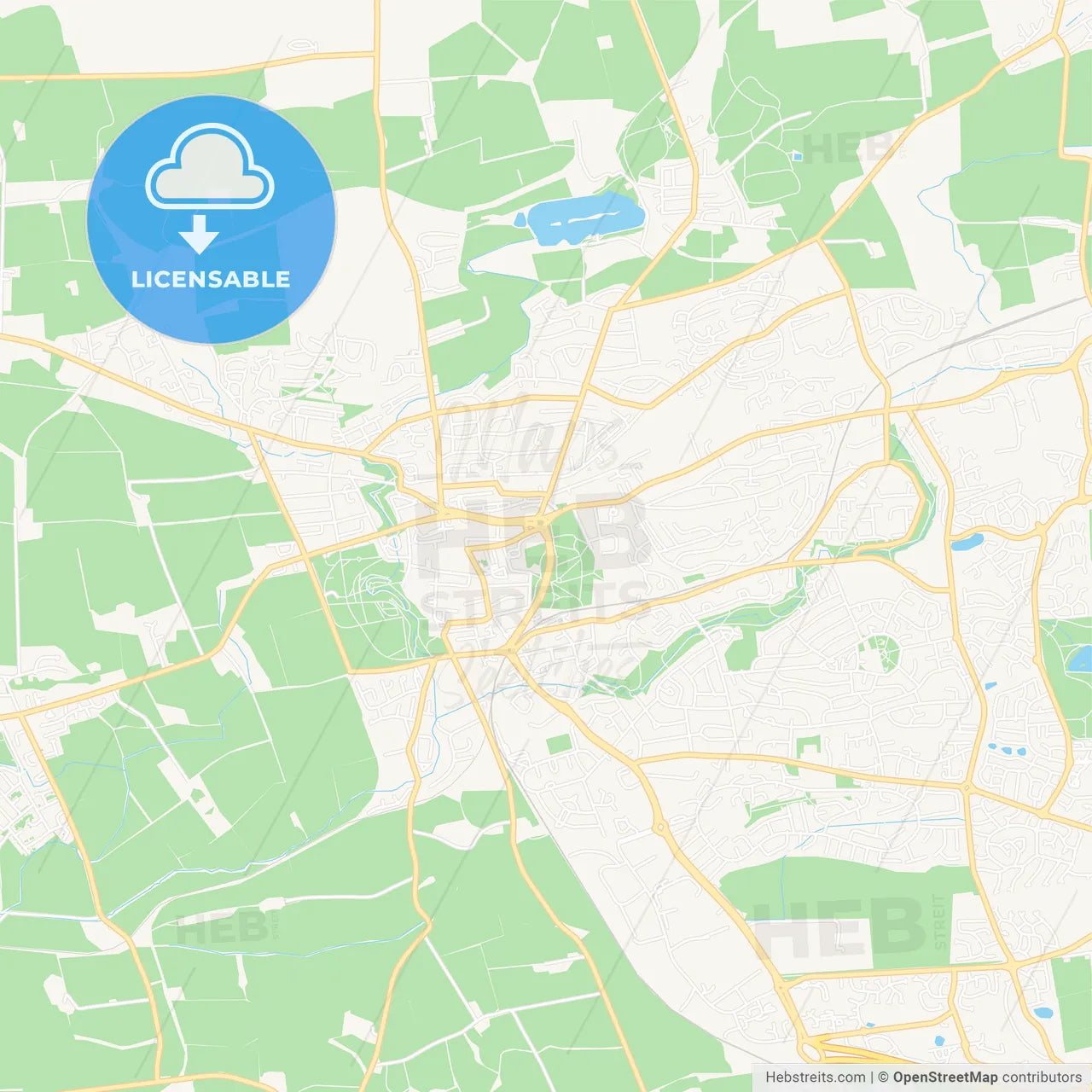 Dunfermline, Scotland Vector Map - Classic Colors – HEBSTREITS