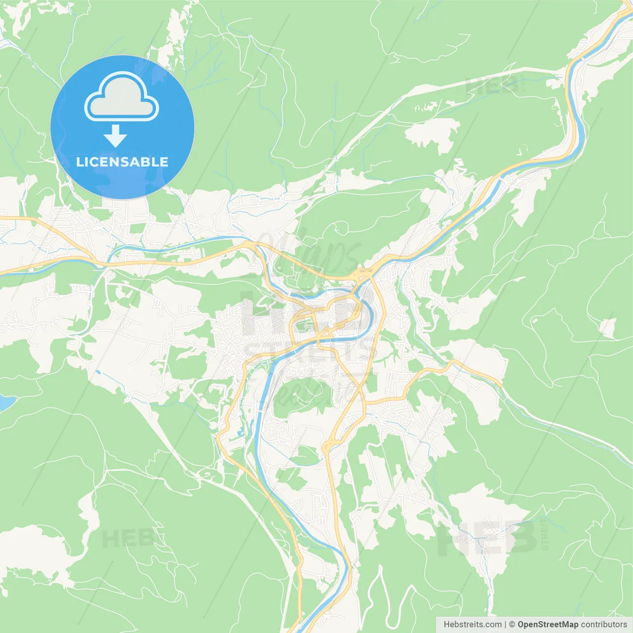 Bad Ischl, Austria Vector Map - Classic Colors