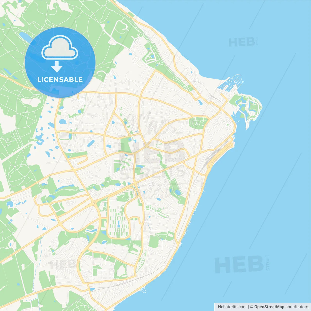 Helsingor, Denmark Vector Map - Classic Colors
