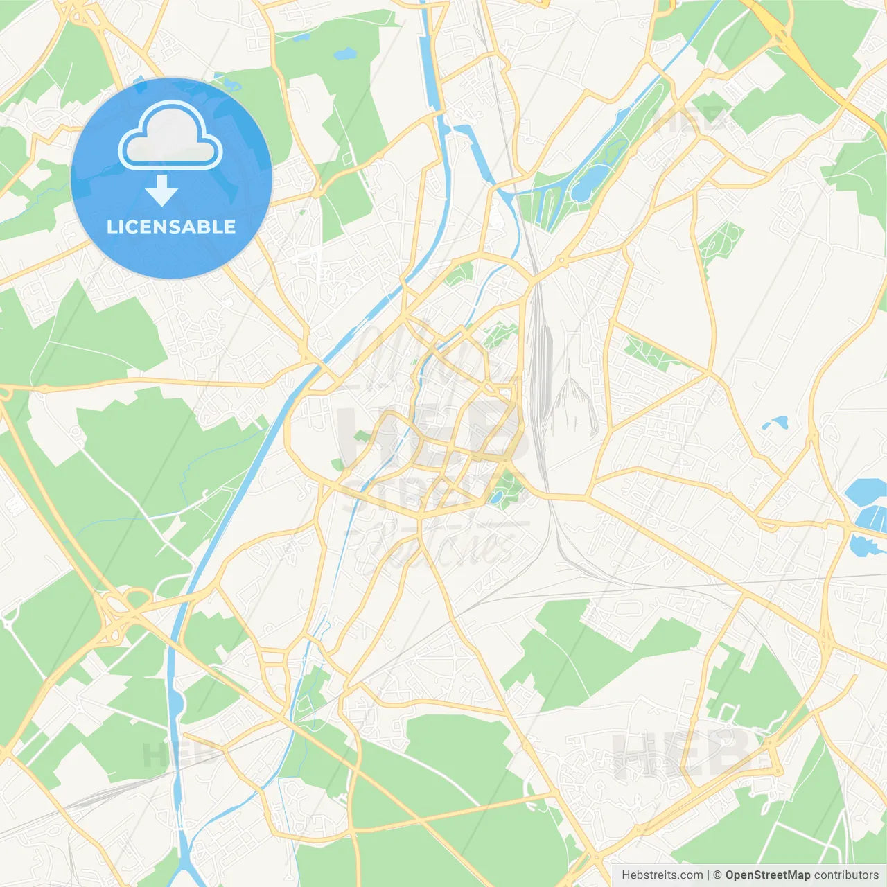 Douai, France Vector Map - Classic Colors