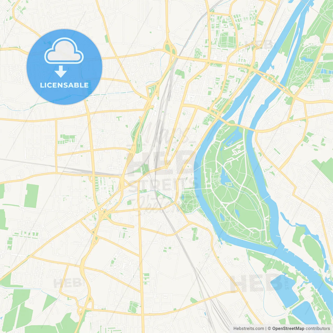 Magdeburg, Germany Vector Map - Classic Colors