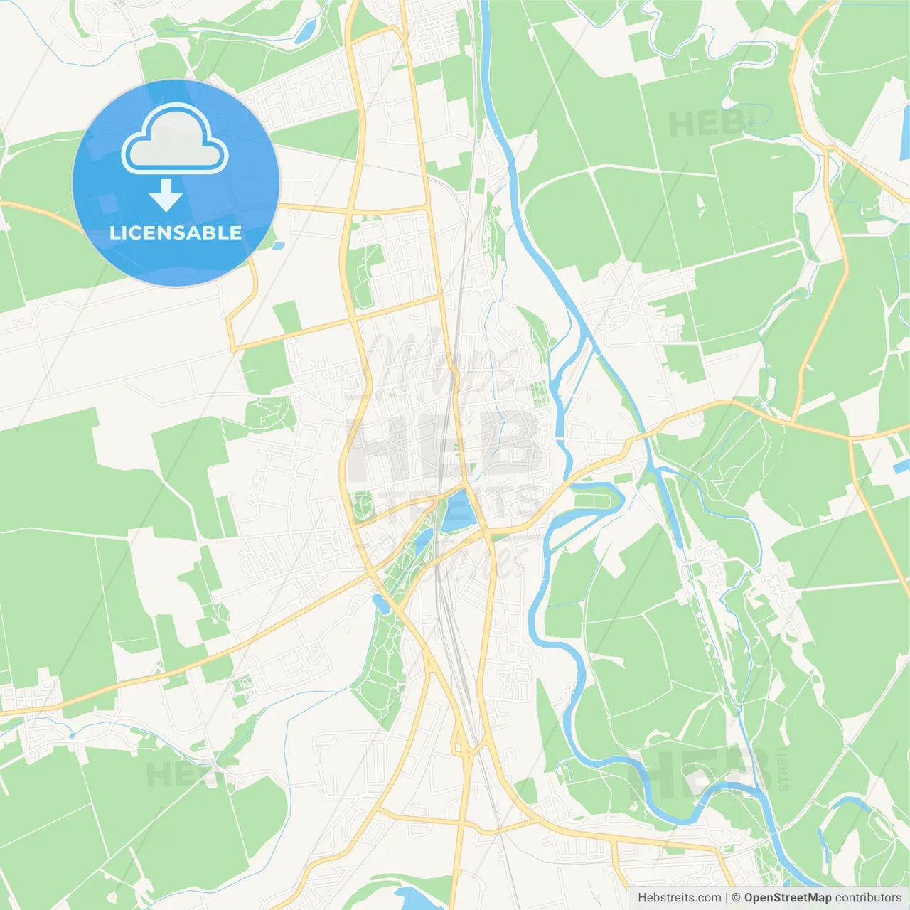 Merseburg, Germany Vector Map - Classic Colors