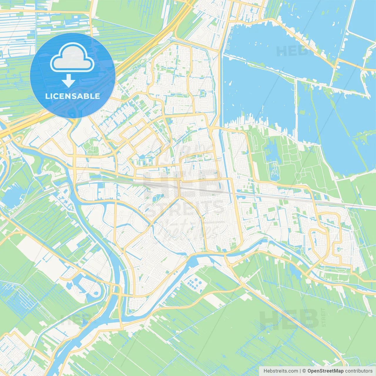 Gouda, Netherlands Vector Map - Classic Colors