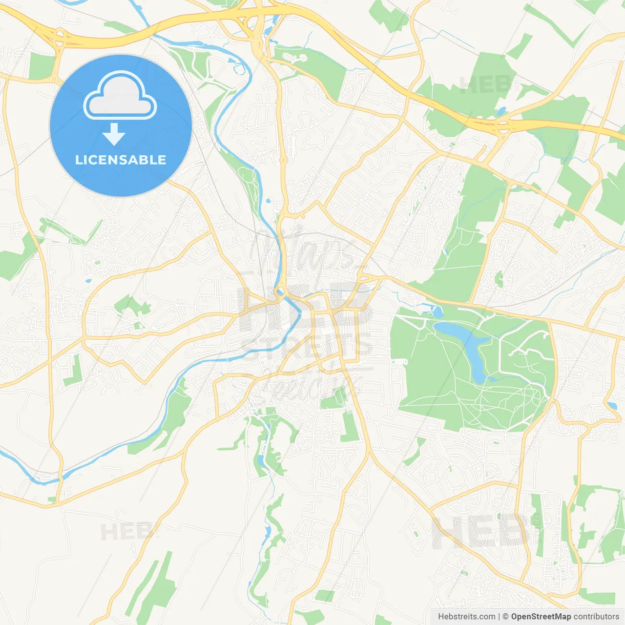 Maidstone, England Vector Map - Classic Colors