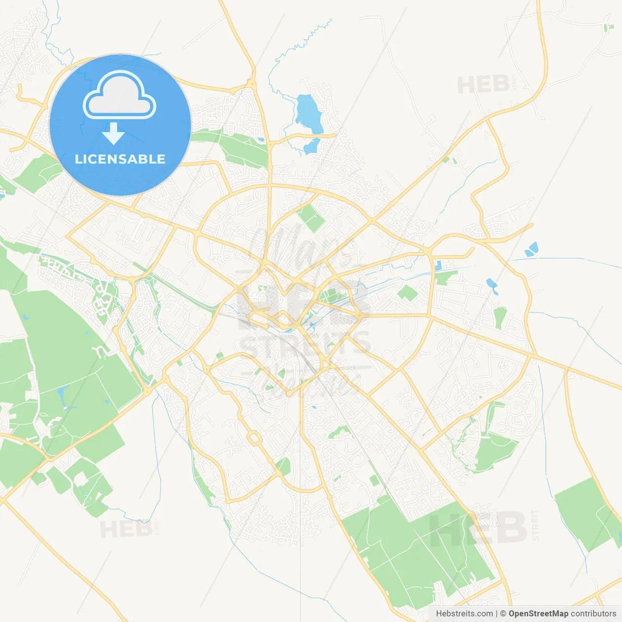 Aylesbury, England Vector Map - Classic Colors