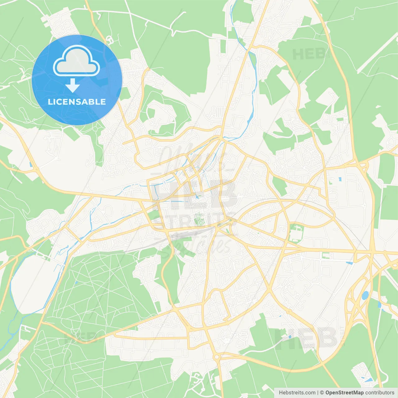 Evreux, France Vector Map - Classic Colors