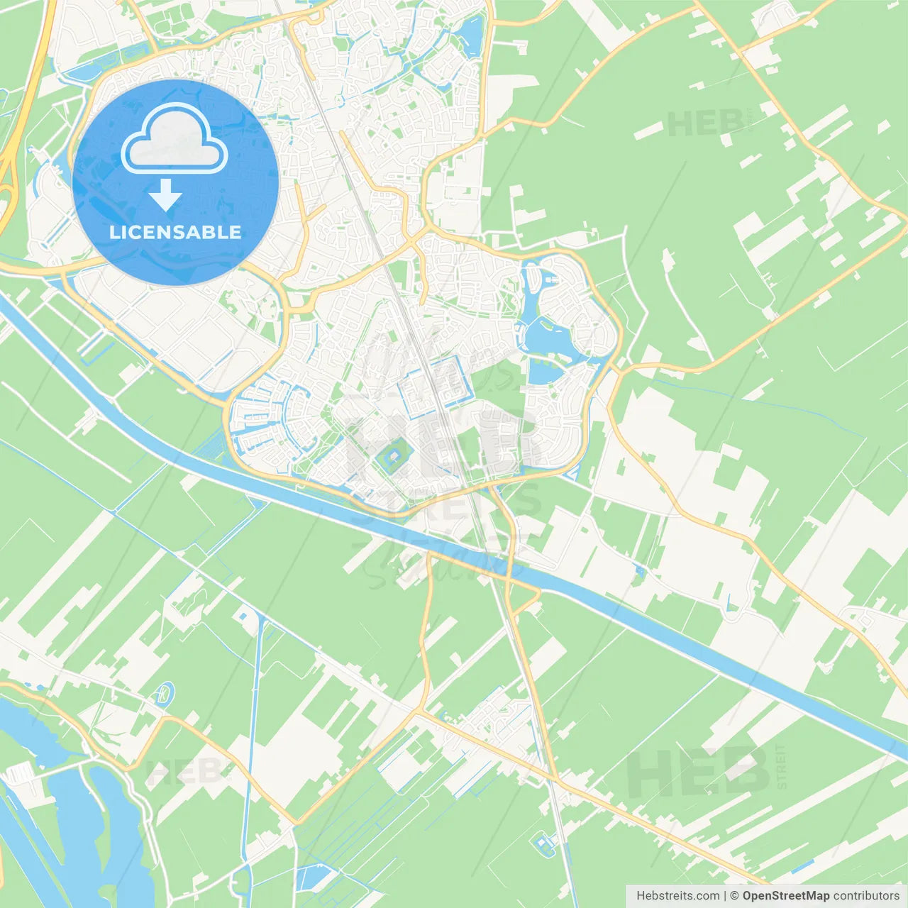 Houten, Netherlands Vector Map - Classic Colors