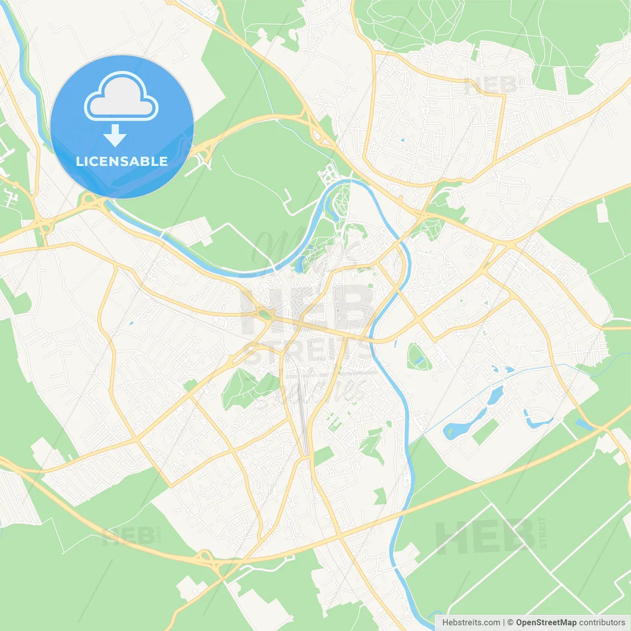 Nitra, Slovakia Vector Map - Classic Colors